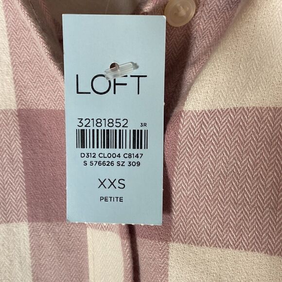 NWT The Loft Mauve Checkered Long Sleeve Button Up Flannel Shirt - Picture 7 of 12